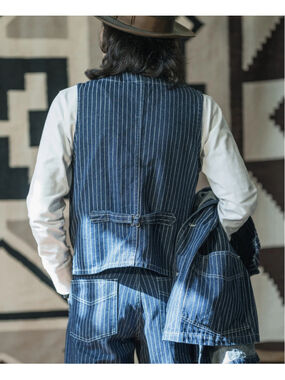 Non Stock Vintage 1930 Wabash Stripe Work Vest Railroad Workwear Jean Waistcoat